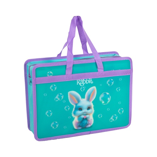 Папка с ручками на молнии пластик А4 deVENTE 8057600 Little Rabbit / Маленький кролик 10см "Дава"