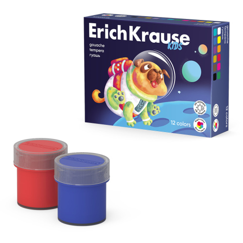 Гуашь 12цв 20мл ErichKrause Kids 61410 Space Animals "Дава"