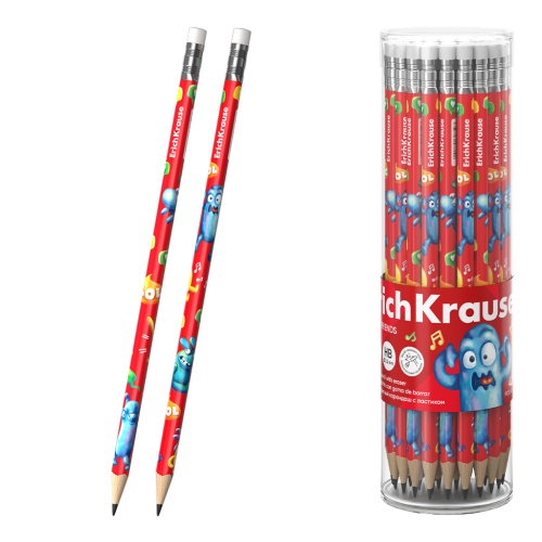 Карандаш ErichKrause 62759 Веселые друзья HB с ластиком "Дава"