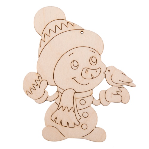 Заготовка для декорирования Mr. Carving ВД-1200, Подвеска Снеговик с птичкой фанера 7 х 9 х 0.3 см . "Дава"