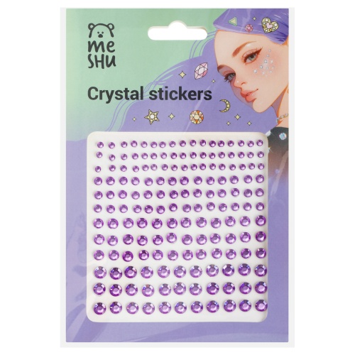 Декоративные стразы MESHU MS_64969  Фиолетовые капли / Purple drops, для макияжа лица, 162 наклейки "Дава"