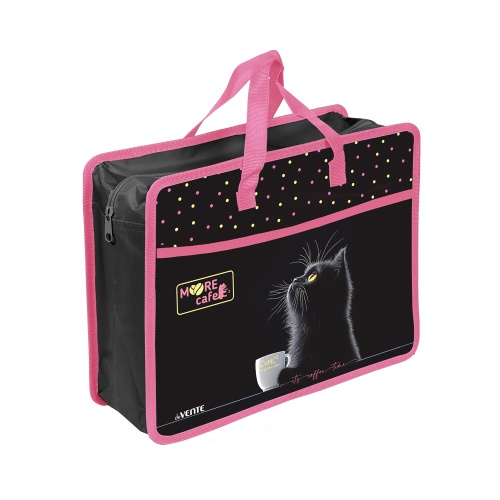 Папка с ручками на молнии пластик А4 deVENTE 8057629 MooreCafe / Кафе "Мур" 10см "Дава"