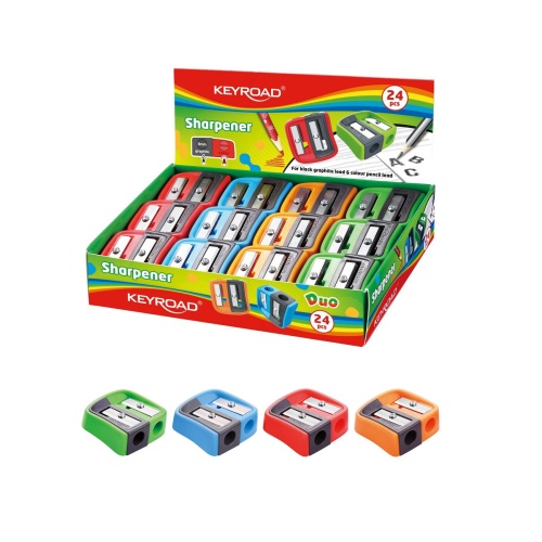 Точилка-ластик пластиковая KEYROAD Duo-Power KR972265 2 отверстия "Дава"