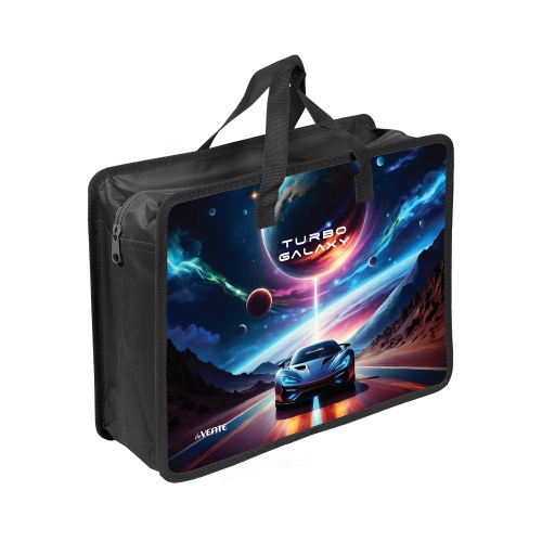 Папка с ручками на молнии пластик А4 deVENTE 8054630 Turbo Galaxy / Турбо Галактика 10см "Дава"