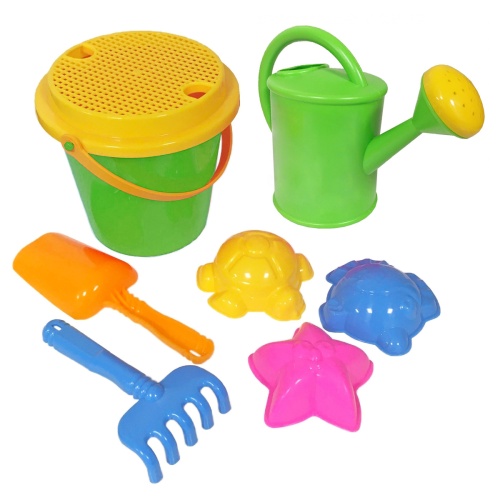 Набор для песка Три совы Морской, 8 предметов (ведро, лейка, сито, грабли, совок, 3 формочки) "Дава"