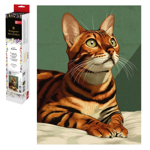 Набор для творчества Феникс+ 71373 Алмазная мозаика 30*40см Бенгальский кот "Дава"