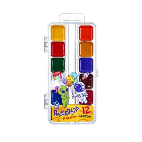 Краски акварель медовая 12 цв. FORUM Office Collection Kids КОСМО FA-EV-1012-Aln, пласт.кор., б/к "Дава"
