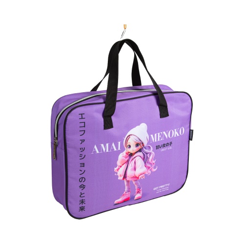 Папка с ручками на молнии ткань А4 deVENTE 8057654 Amai Menoko расширение 8см "Дава"