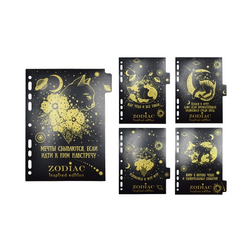 Разделитель листов цветной  5цв. пластик А5 deVENTE 3051410 Zodiac "Дава"