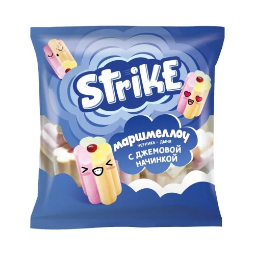 Маршмеллоу Strike 90г со вкусом черники и дыни "Дава"