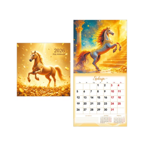 Календарь настенный 2026г перекидной на скобе 230*230мм 9494 Символ года "Дава"