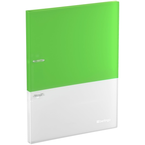 Папка на 2 кольцах А4/20мм Berlingo RB4_2D973, с внутр. карманом, салатовая "Дава"