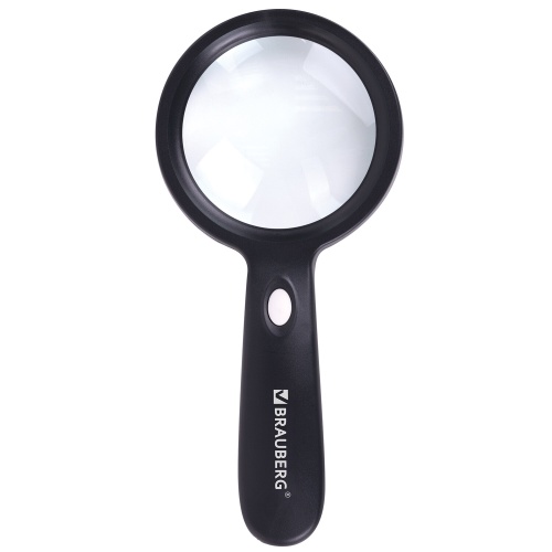 Лупа Brauberg d=90мм 10-ти кратное увеличение, с LED подсветкой 455928 "Дава"