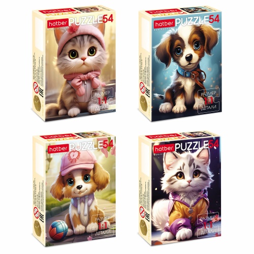 Пазлы   54 элемента Милые мордашки 665832 ассорти "Дава"