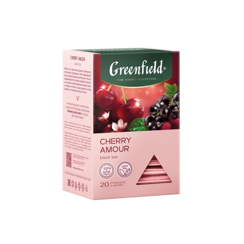 Чай Greenfield (Гринфилд)  20 пакетов 1,8г Fine Dining Cherry Amour "Дава"