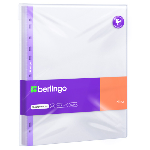 Файлы с перфорацией А4 Berlingo SPm_A4040 Mirror 40мкм, (100шт) глянец "Дава"