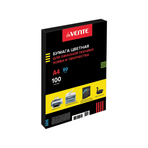 Бумага цветная deVENTE А4/100л/80г 2072101 черная "Дава"