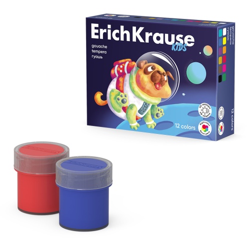 Гуашь 12цв 20мл ErichKrause Kids 61410 Space Animals "Дава"