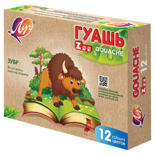 Гуашь 12цв 15мл Луч Zoo 19С 1252-08 "Дава"