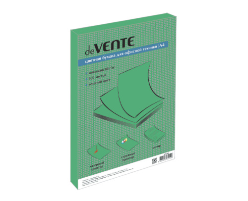Бумага цветная deVENTE А4/100л/80г 2072410 интенсив зеленый   "Дава"