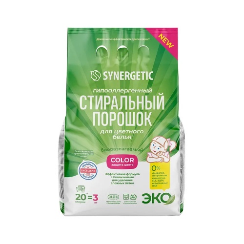 Порошок автомат 3кг Synergetic (Синергетик) Колор "Дава"