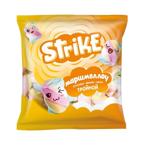 Маршмеллоу Strike 90г с бананово-клубнично-сливочным вкусом "Дава"