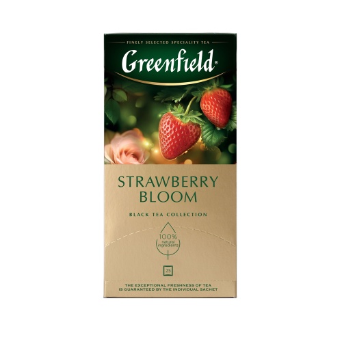 Чай Greenfield (Гринфилд)  25 пакетов 1,5г Strawberry Bloom, черный "Дава"