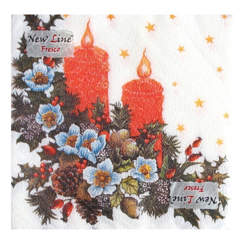 Салфетки бумажные 33*33*20шт Fresco С Новым годом! Свечи 2-х слойная "Дава"