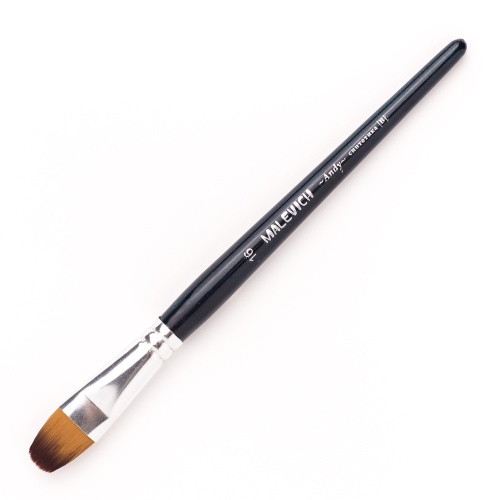 Кисть синтетика №16 плоскоовальная Малевичъ Andy ручка - 14 см "Дава"