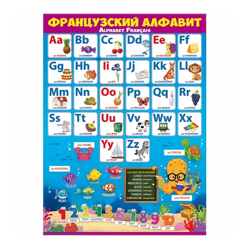 Плакат А2 Алфавит Французский "Дава" Плакат А2 Алфавит Французский "Дава"