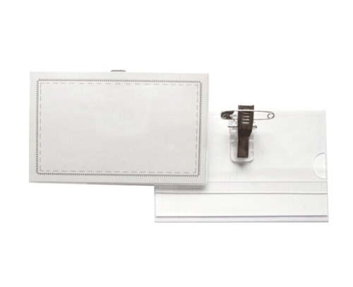 Бейдж 60х90мм горизонтальный, клипса и булавка Attomex 4010500 "Дава"