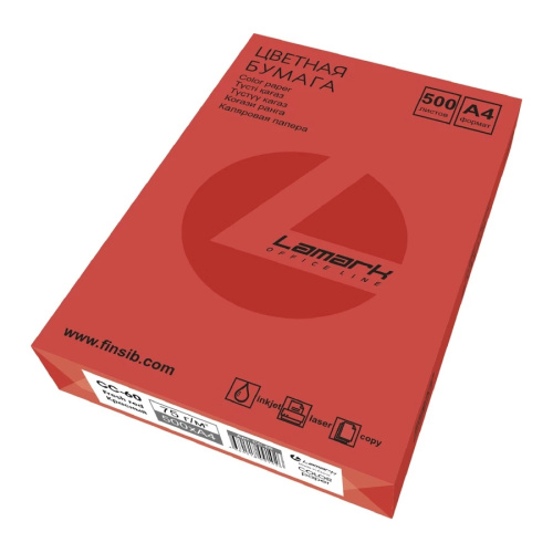 Бумага цветная Lamark А4/500л/75г CC-60 красный "Дава"