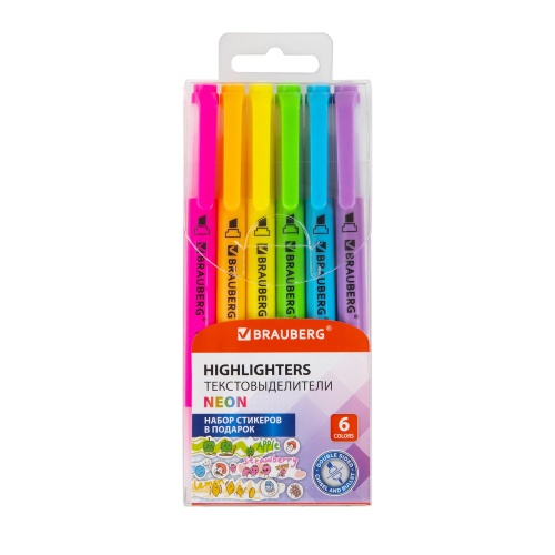 Текстмаркер 6шт.уп. Brauberg 152517 Twin Neon, двусторонние "Дава"