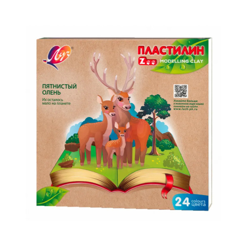 Пластилин 24цв/360г Луч Zoo 30С 1809-08 "Дава"