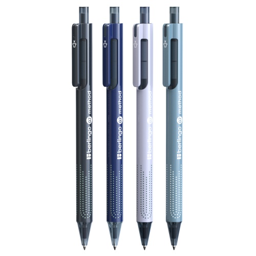 Ручка шариковая Berlingo автомат Method CBp_07520 синяя 0,7мм, Silent click, корпус ассорти "Дава"