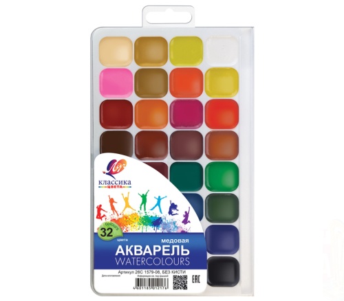 Краски акварель медовая 32 цв. Луч Классика 26с1579-08, без кисти "Дава"