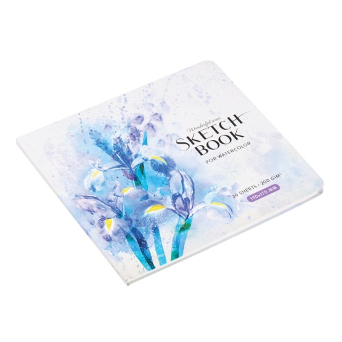 Скетчбук для акварели 190*170мм 20л сшивка, 200г/кв.м., SkBWg_37698 Irises "Дава"