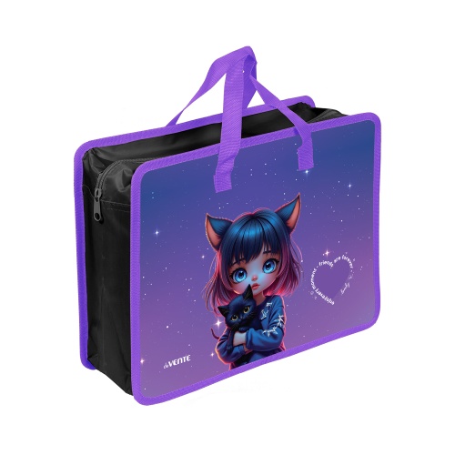 Папка с ручками на молнии пластик А4 deVENTE 8057610 Друзья навсегда, расширение 10см "Дава"