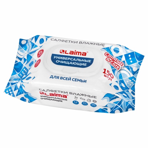 Салфетки влажные 150 шт LAIMA 115227, универсальные, для всей семьи, с клапаном "Дава"