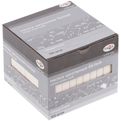 Мелки белые 100шт Гамма 2308193 мягкие, квадратные "Дава"