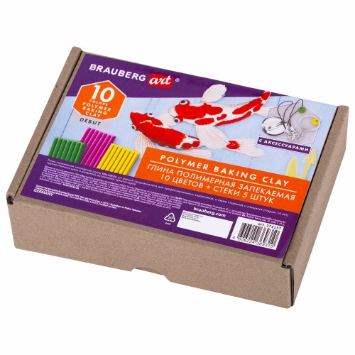 Глина полимерная запекаемая Brauberg 271157, 10 цветов по 20гр "Дава"