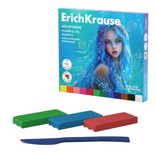 Пластилин 12цв/180г ErichKrause 65192 Аквамарин "Дава"