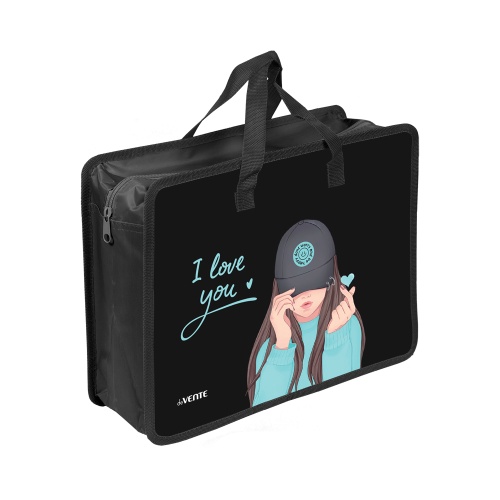 Папка с ручками на молнии пластик А4 deVENTE 8057612 K-Pop Heartbeat / В ритме K-Pop расширение 10см "Дава"