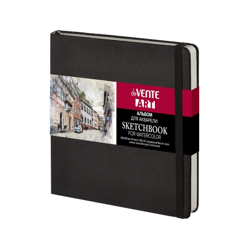 Скетчбук 200*200мм 24л deVENTE 2134500 Art. Black акварельн. бумага 300г/м2, мелкое зерно "Дава"