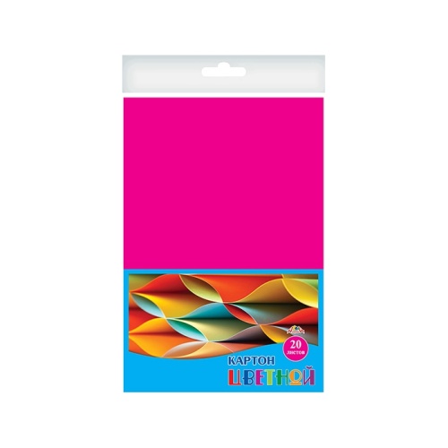 Набор картона цветного А4 20л 1цв С2672-07 Офис пурпурный "Дава"