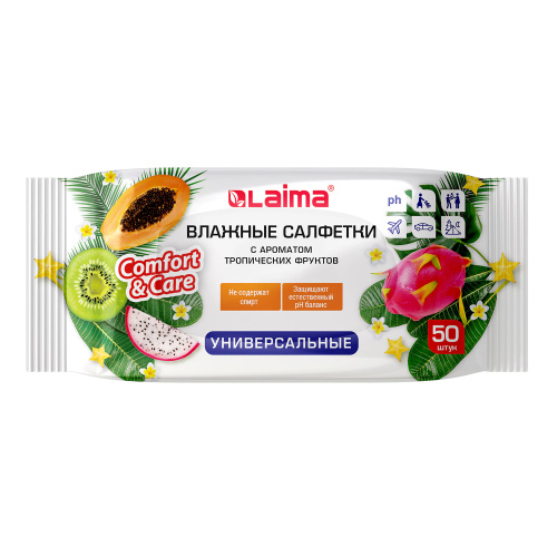 Салфетки влажные  50 шт LAIMA 128076 универсальные, очищающие ЧЗ "Дава"