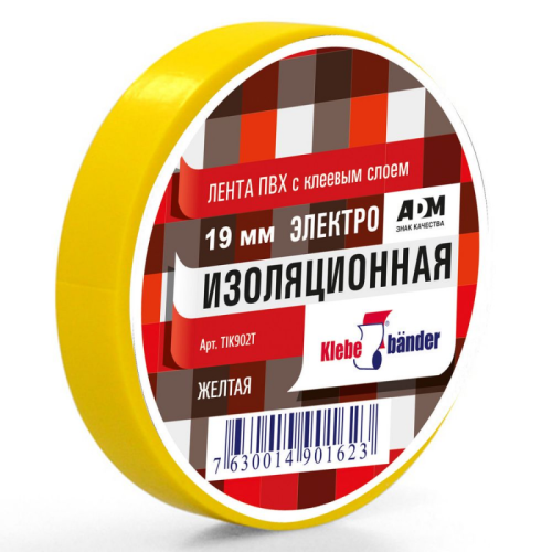 Изолента 15мм*20м Klebebander TIK502Т ПВХ желтая "Дава"
