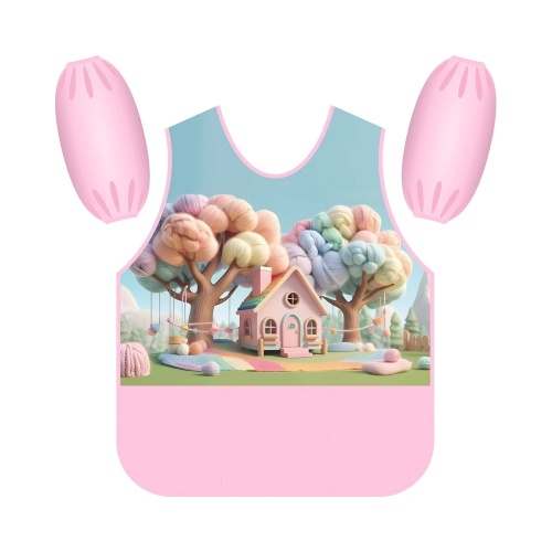 Фартук-накидка для труда Lamark Уютный домик PA0006-16, 3 кармана, с нарукавниками, 44*60см "Дава"